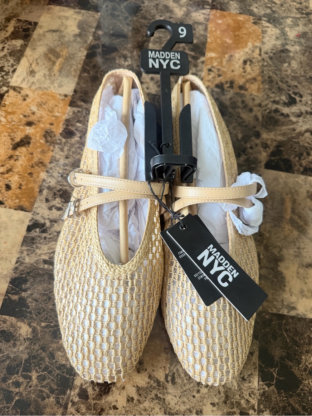 Madden NYC Women's Cream Woven Ballet Flats